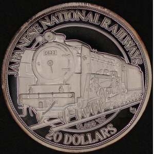 Turks and Caicos. 1996 20 Dollars - Steam Locomotives Series - 1 Ounce .999 Silver