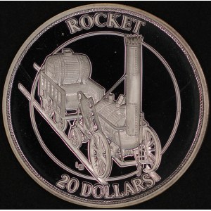 Turks and Caicos. 1996 20 Dollars - Steam Locomotives Series - 1 Ounce .999 Silver