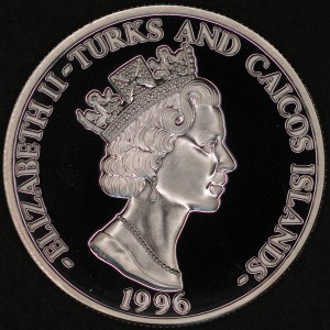 Turks and Caicos. 1996 20 Dollars - Steam Locomotives Series - 1 Ounce .999 Silver