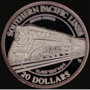 Îles Turques-et-Caïques. 1996, 20 dollars – Série « Locomotives à vapeur » – 1 once d’argent fin à 999‰