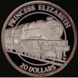 Îles Turques-et-Caïques. 1996, 20 dollars – Série « Locomotives à vapeur » – 1 once d’argent .999