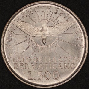 Vatican. 1963 500 Lire - Silver