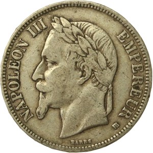 France, Napoléon III, 5 francs 1868, Strasbourg (110)