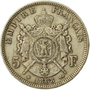 France, Napoléon III, 5 francs 1868, Strasbourg (110)