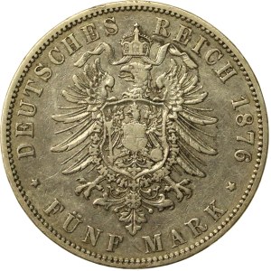 Germany, Prussia, Wilhelm I, 5 marks, 1876, Berlin (122)