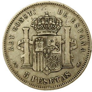Spain, Alfonso XIII, 5 pesetas, 1890 (131)