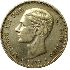 Spain, Alfonso XII, 5 pesetas, 1877 (134)