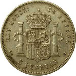 Spain, Alfonso XII, 5 pesetas, 1877 (134)
