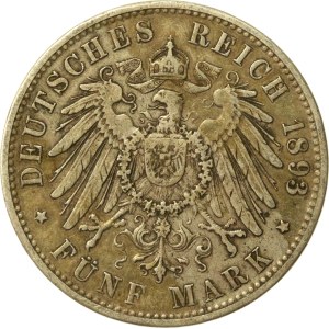 Germany, Bavaria, Otto I, 5 marks, 1893 (145)