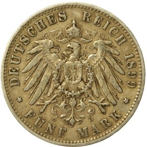 Germany, Württemberg, Wilhelm II, 5 marks, 1899 (146)
