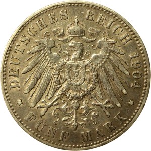 Germany, Prussia, Wilhelm II, 5 marks, 1904 (149)
