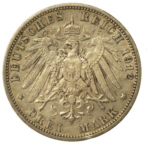 Niemcy, Prusy, Wilhelm II, 3 marki 1912 (158)