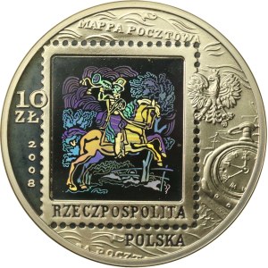 Third Republic of Poland, 10 zlotych, 2008, 450th Anniversary of the Polish Post (176)