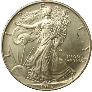 USA, 1 Dollar 1993 - American Eagle, 1 oz. Ag 999 (182)