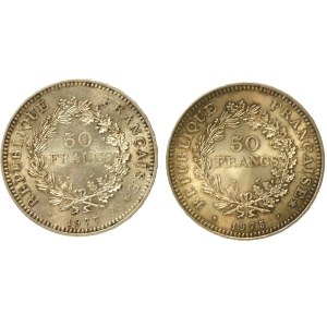 France, Fifth Republic, set of 50 francs, 1975–1977. 2 pieces total. (213)