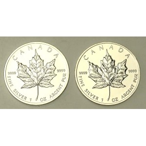 Kanada, Elżbieta II, zestaw 5 dolarów 2012-2013 - Liść klonu, 1 oz. Ag 999. Razem 2 szt. (219)