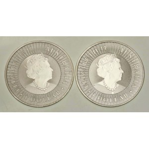 Australia, Elizabeth II, 2020 1-Dollar Set - Kangaroo, 1 oz. Ag 999. Total: 2 pieces (222)