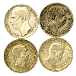 Italy, set of 2–10 lire, 1881–1927. 4 pieces total. (223)