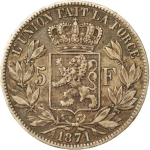 Belgium, Leopold II, 5 francs, 1871 (229)