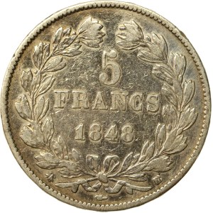 Frankreich, Ludwig Philipp I., 5 Francs 1848, Straßburg (235)