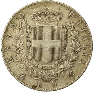 Włochy, Wiktor Emanuel II, 5 lirów 1874, Milano (238)