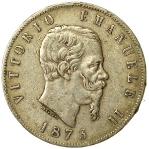 Włochy, Wiktor Emanuel II, 5 lirów 1873, Milano (239)