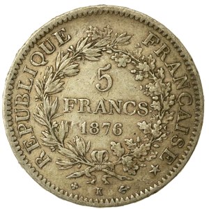 France, Third Republic, 5 francs, 1876, Bordeaux (241)