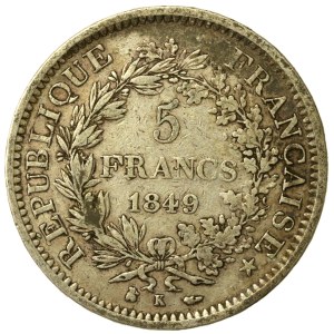 Francia, Seconda Repubblica, 5 franchi 1849, Bordeaux (245)