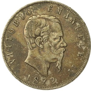 Italy, Victor Emmanuel II, 5 lire, 1872, Milan (250)