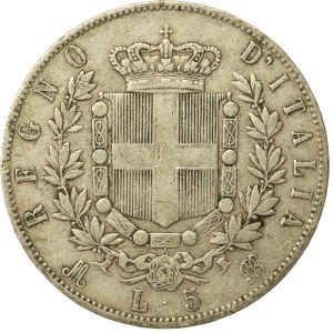 Italy, Victor Emmanuel II, 5 lire, 1872, Milan (250)
