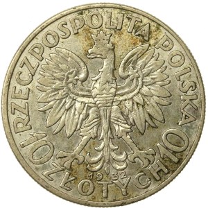 Druhá polská republika, 10 zlotých, 1932, hlava ženy, bez datumu (252)