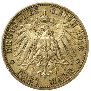 Germany, Prussia, Wilhelm II, 3 marks, 1910 (261)