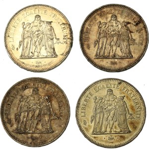 Francúzsko, Piata republika, súprava 50 frankov z rokov 1974–1978. Celkom 4 ks. (287)