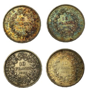 France, Fifth Republic, set of 10 francs, 1965–1968. 4 pieces total. (290)