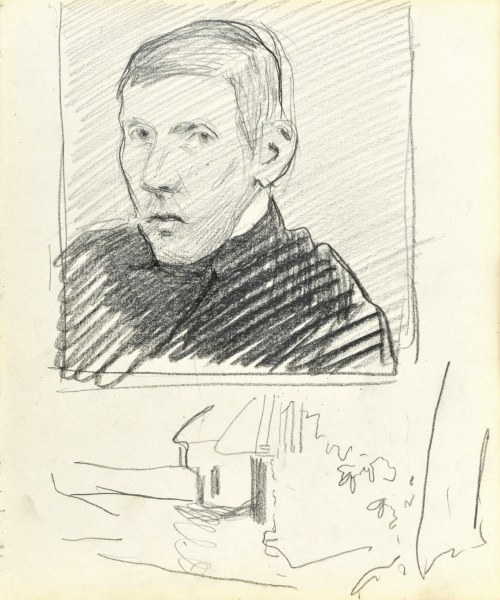 Stanisław KAMOCKI (1875-1944), Autoportret oraz szkic zabudowy, V 1903