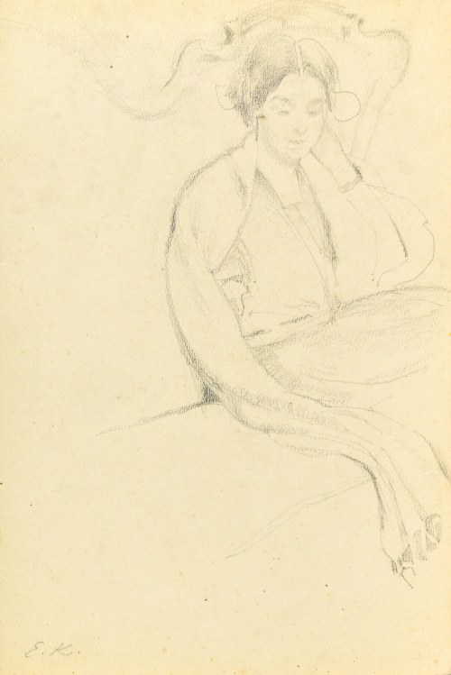 Emilia KNAUSÓWNA (1883-1924), Szkic kobiety siedzącej