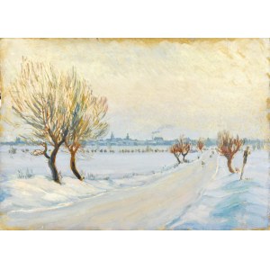 Józef PIENIĄŻEK (1888–1953), Winter Landscape with a City in the Background