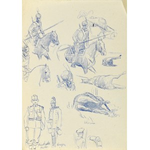 Ludwik MACIĄG (1920–2007), Sketches of Infantry and Dragoon Uniforms and Wounded Horses