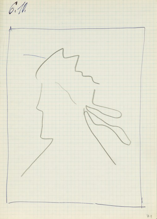 Jerzy PANEK (1918-2001), Zarys popiersia - lewy profil, 1964 [6 października]. Rysunek ze 