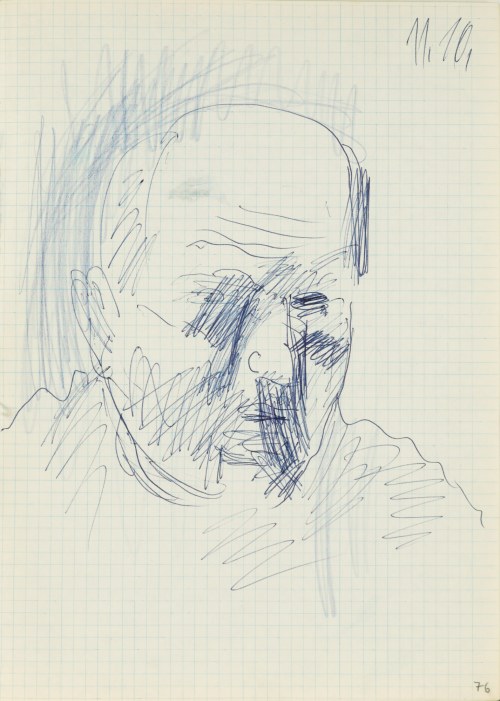 Jerzy PANEK (1918-2001), Autoportret - ujęcie z prawego trzy czwarte, 1964 [11 października]. Rysunek ze 
