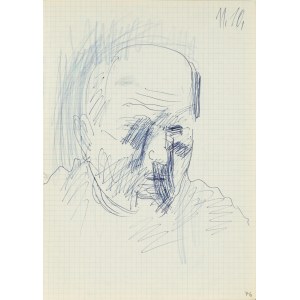 Jerzy PANEK (1918-2001), Autoportrait – vue de trois quarts de droite, 1964 [11 octobre]. Dessin tiré du « Carnet de croquis de l'artiste – 1964 »