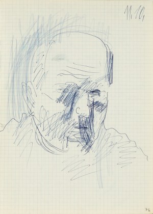 Jerzy PANEK (1918-2001), Autoportret - ujęcie z prawego trzy czwarte, 1964 [11 października]. Rysunek ze 