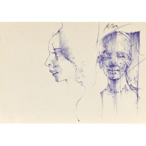 Roman BANASZEWSKI (1932–2021), Büste eines Mannes in Frontalansicht und Kopf einer Frau im linken Profil
