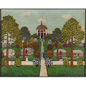Maria Korsak (1908, Pogórze – 2002, Warsaw), Rural Landscape, 1972–1973