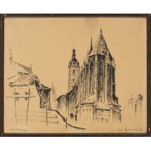 Jan Rubczak (1884-1942), Widok na kościół Mariacki w Krakowie, 1934