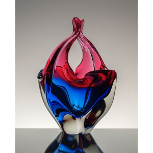 Glaskörbchen, mundgeblasenes Glas, J. Hospodka, 60er/70er Jahre, Tschechoslowakei.