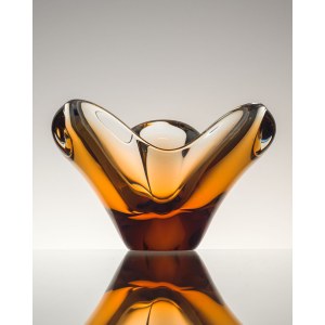 A platter/bowl made of art glass, Czechoslovakia.
