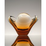 A platter/bowl made of art glass, Czechoslovakia.