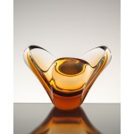 A platter/bowl made of art glass, Czechoslovakia.