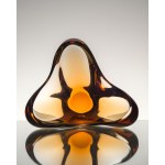 A platter/bowl made of art glass, Czechoslovakia.